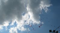 Widok oddalających się balonów