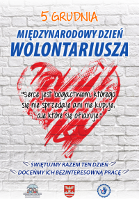 plakat z okazji Międzynarodowego Dnia Wolontariusza